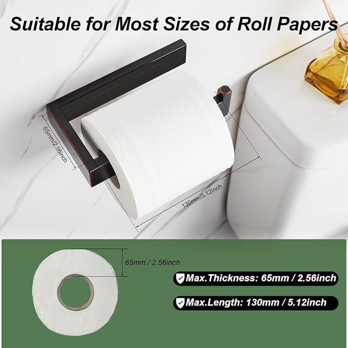 SAYAYO Oil Rubbed Bronze Toilet Paper Holder Wall Mount, Brushed Bronze Toilet Tissue Holder for Bathroom, RV TP Holder Square, SUS304 Stainless Steel 6 Inch