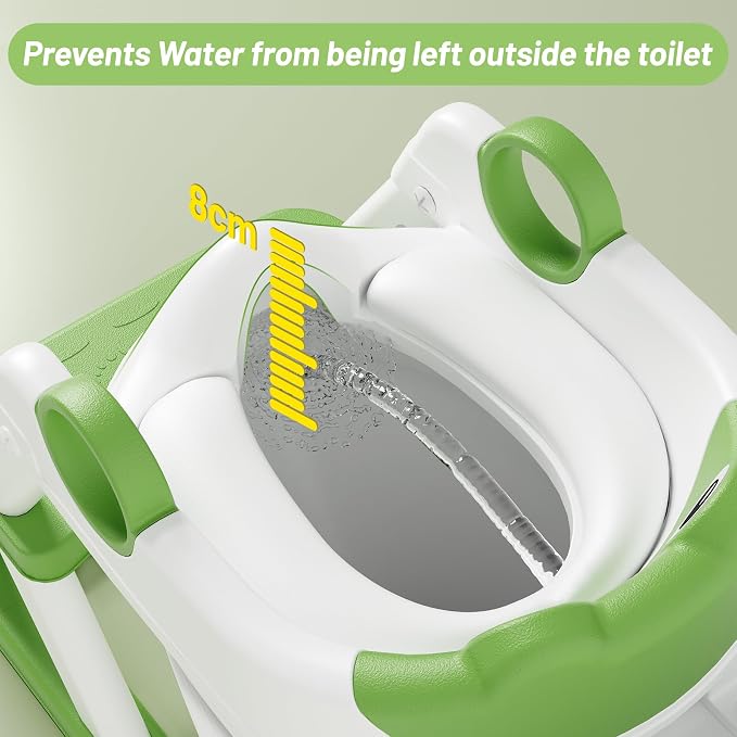 Potty Training Seat, Upgrade Toddler Toilet Seat for Kids Boys Girls, 2 in 1 Potty Training Toilet, Splash Guard Anti-Slip Pad Step Stool(Green-Frog)