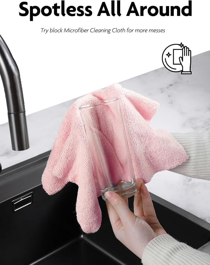Fantasticlean Microfiber Cleaning Cloth Rolls-150 Sheets,12"x12"(Pink,Grey) | Super Absorbent, Lint-free, Tear-away Microfiber Towel Roll, for All-Purpose Cleaning