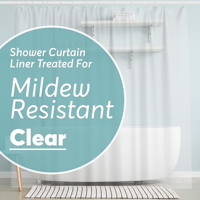 BigFoot Shower Curtain – 72 x 84 PEVA Premium Shower Curtain with Rustproof Metal Grommet and 3 Magnetic Weights – Odor Free and Compatible with Standard Showers, Clear