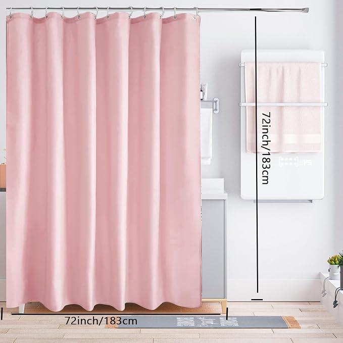 LLSCL Fabric Shower Curtain Liner with Weighted Lines, Waterproof Hotel Quality, 72 x 72 Machine Washable