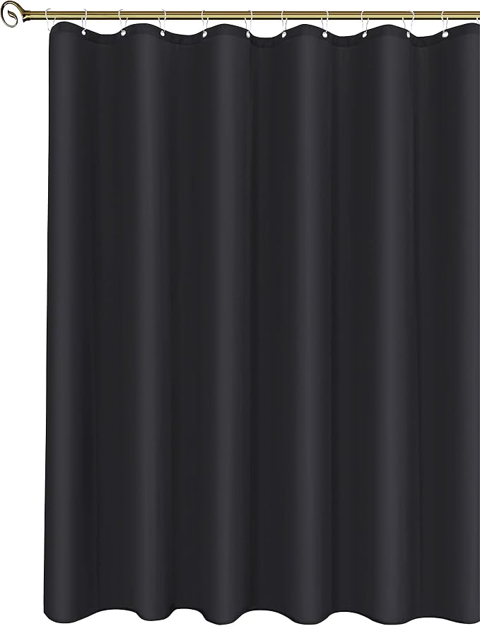 Biscaynebay Hotel Quality Fabric Shower Curtain Liners 66" Width by 72" Length, Black Water Resistant Bathroom Curtains, Rust Resistant Grommets (11 Holes) Weighted Bottom Machine Washable