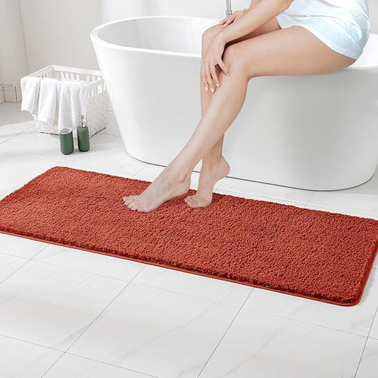 MIULEE Fall Rust Bathroom Runner Rugs Soft Microfiber Bath Mat 16x60 Inch | Absorbent, Non Slip, Quick Dry, Fluffy Bath Rugs for Bathroom Floor Tub Showers, Machine Washable