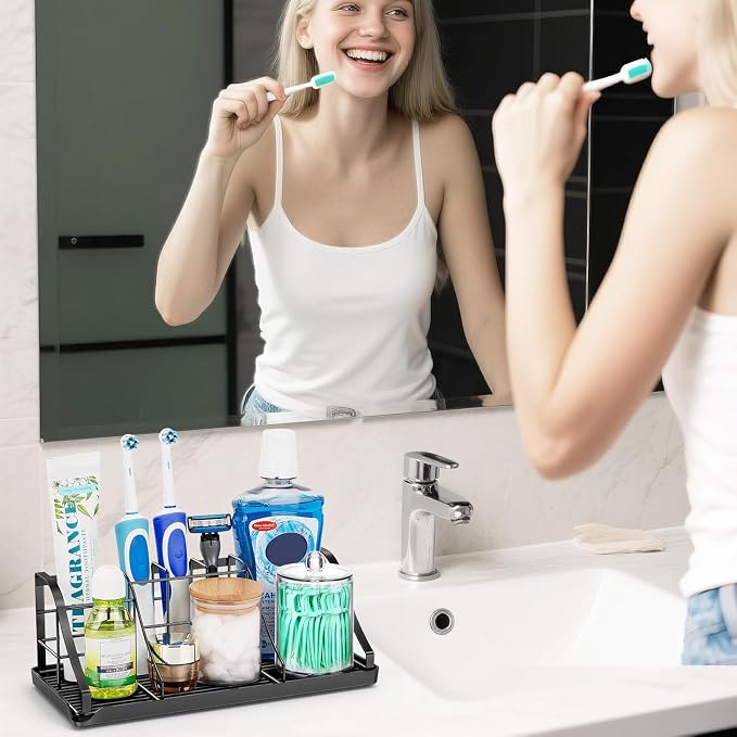 Bathroom Organizers and Storage,7 Slots, Kids Electric Toothbrush Holders | Easy to Clean,Multifunctional,Kids Electric Toothbrush Organizer,Drainage,Removable,For Bathroom,Vanity,Kitchen Sink,Office