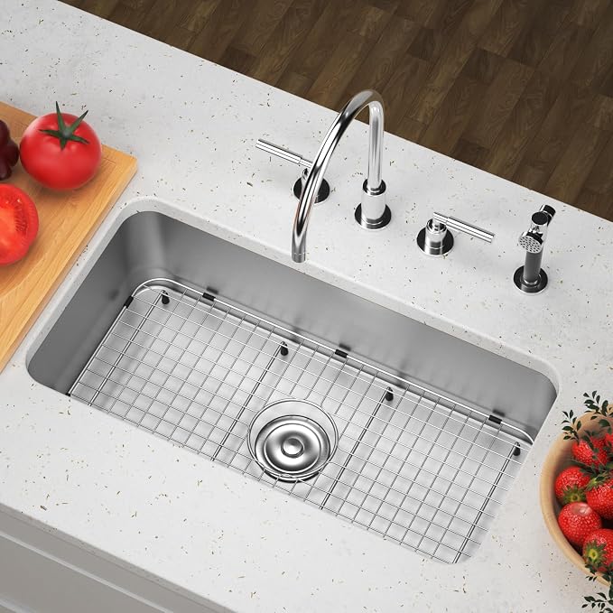 25-1/8" x 12-7/8" Sink Grid, Centered Drain with Corner Radius 1-1/2",Stainless Steel Material Sink Bottom Grid for Single Bowl Sink