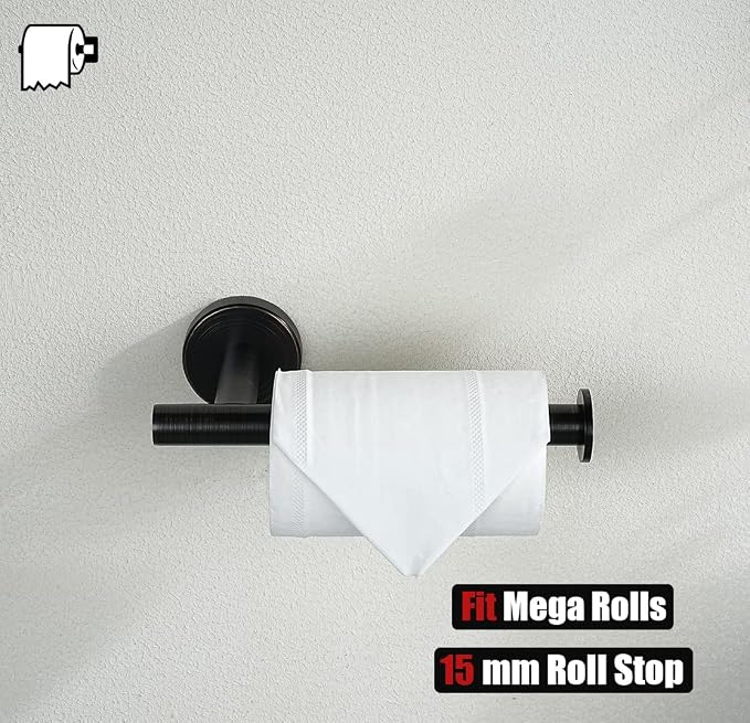 JQK Toilet Paper Holder Oil Rubbed Bronze, 5 Inch 304 Stainless Steel Thick 0.8mm Tissue Paper Dispenser for Bathroom, Hold Mega Rolls Wall Mount, TPH120-ORB
