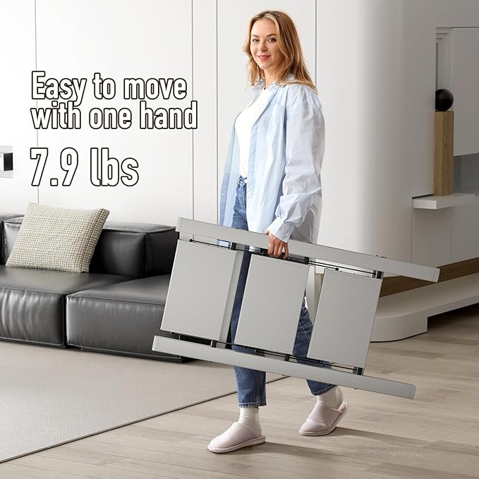 Mayi Plus 3 Step Stool Foldable, Aluminum, Lightweight Step Ladder | Extra-wide anti-slip folding steps with 330 lbs, for home,kitchen,office,outdoor,Grey