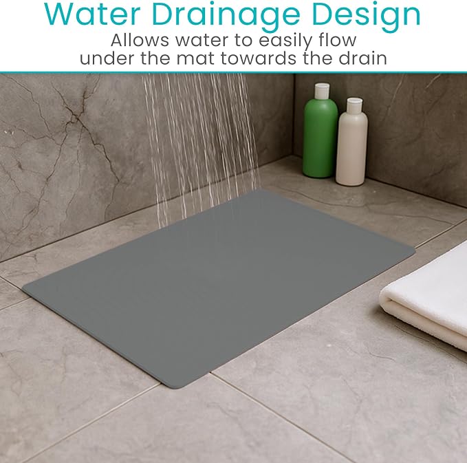Vive Non-Slip Bath Mat with Suction Cups - 28" x 16" Extra Large Rubber Mat | For Safety & Comfort - Patented Grip Prevents Slips and Falls for Kids, Elderly, Men, Women - XL Non Skid Shower & Tub Cover