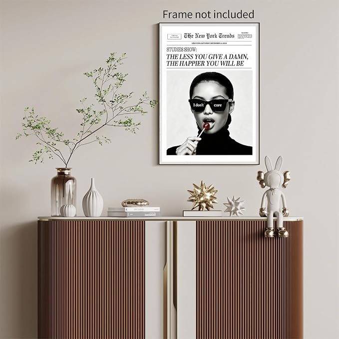 Haitunone Modern Minimalist Newspaper Quotes Wall Art Black and White Feminist Inspirational Poster Mental Health Canvas Prints Trendy Room Aesthetic Wall Decor 12X16 inch Unframed