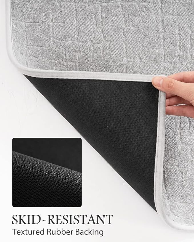AMOAMI-Bath Mat-Absorbent Quick Dry Bathroom Floor Mats-Washable Rubber Backing Bath Mats for Bathroom Rugs Fit Under Door-Bath Rug for in Front of Sink Bathtub Shower Room, Grey 24''x48''