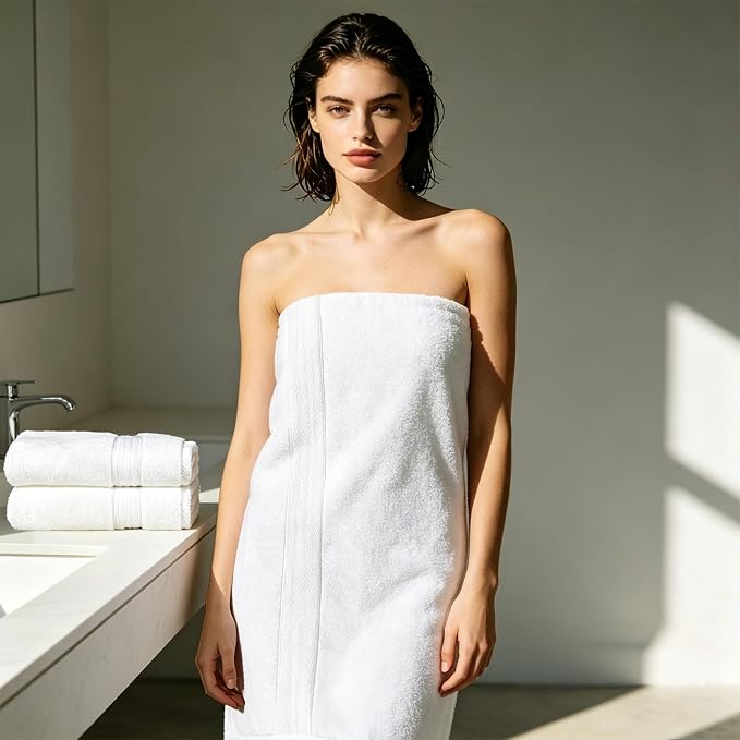 COZYART Luxury Bath Towels 4 PCS, 27x54 650 GSM Turkish Cotton, White | Zero Twist 100% Ring Spun Cotton, Fluffy, Ultra Soft, Super Absorbent, Quick Dry, Large Towels for Hotel Spa Bathroom Shower