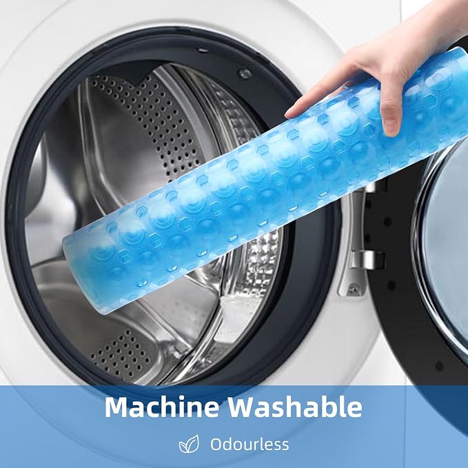 MOONFLY Shower and Bathtub Mat, 40x16 Inches, Clear Blue | Extra Long Non Slip Mats with Suction Cups,Drain Holes, Machine Washable ,Anti Slip Bathmats, Bathroom Mats for Tub Nonslip
