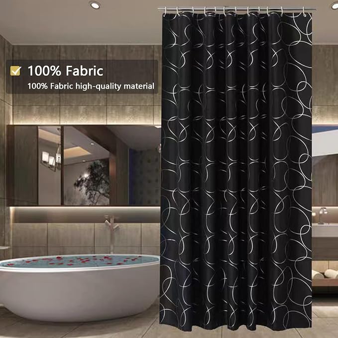 LLSCL Fabric Shower Curtain Liner with Magnets, Waterproof Hotel Quality, 72 x 72 Machine Washable