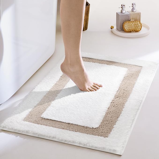 GRANNY SAYS Microfiber Bathroom Rugs Non Slip Washable, Water Absorbent Bathroom Mats for Tub, Soft Bath Mats for Bath Floor & Shower, Bath Rug, 24" x 36", Khaki Bath Rugs