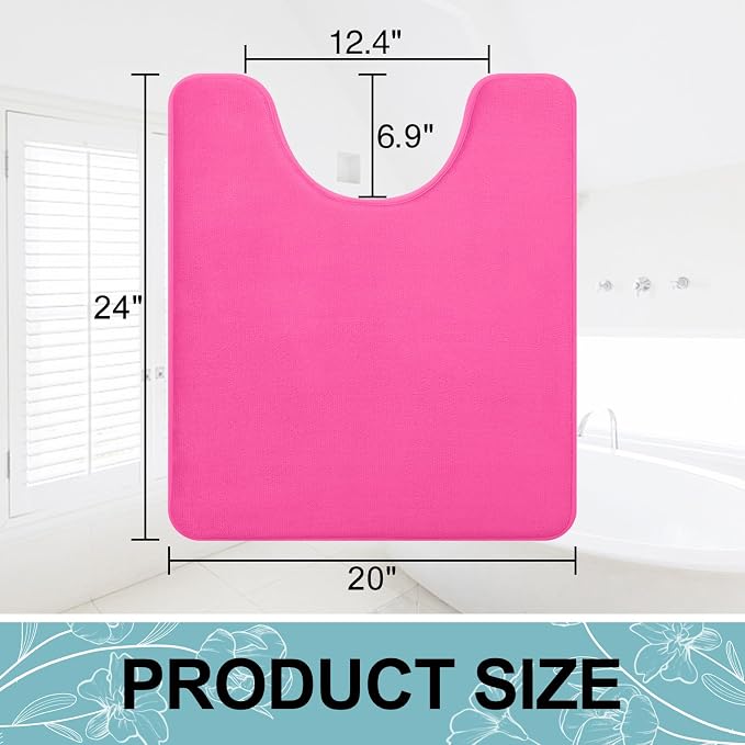 Smiry Memory Foam Toilet Rugs 24x20, Extra Soft Absorbent Bathroom Rugs | Deep Pink, Quick Dry Machine Washable Non-Slip Contour Bath Mat for Toilet