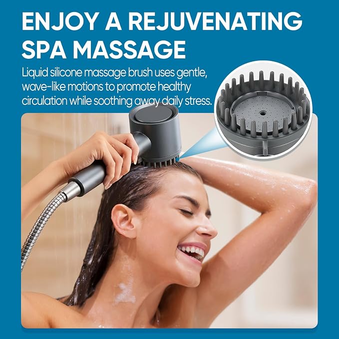 Filtered Shower Head with Handheld, 4+1 Spray Mode Showerhead with Filters | Cobbe Filtered Shower Head with Handheld Built-in Power Wash - Remove Chlorine - Reduces Dry Itchy Skin, Luxury Gray