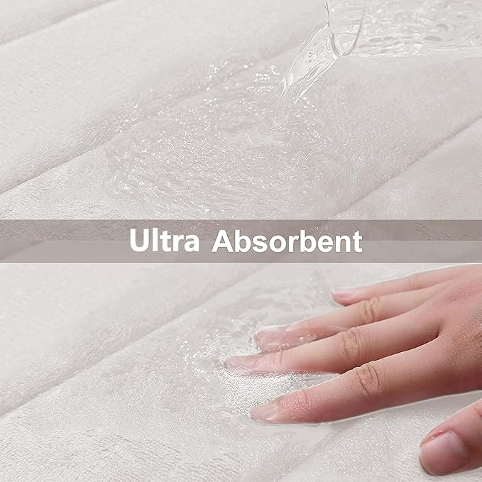 Buganda Memory Foam Bath Mat 60 x 24, Ultra Soft Absorbent Bathroom Rugs | Cream, Machine Washable Quick Dry Bath Mats for Bathroom Floor, Shower and Tub, Home Decor Accessories