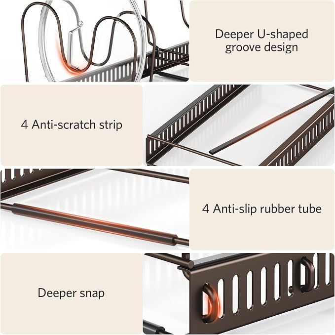 Pots and Pans Organizer under Cabinet, 11.8-22.8" 12 Dividers Bronze | Extends 11.8-22.8", Holds pot lids, pans, cookware and bakeware, Adjustable dividers, for under cabinet or countertop