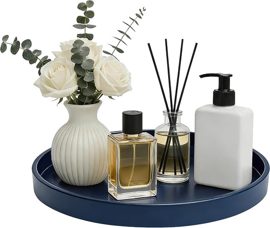 1 Pack 10" Bathroom and Vanity Tray, ABS Bathroom Counter Organizer, Coffee Table Decor for Perfume, Candles, Keys &More. Kitchen Countertop Organizer, Decorative Tray Soap Holder, Blue
