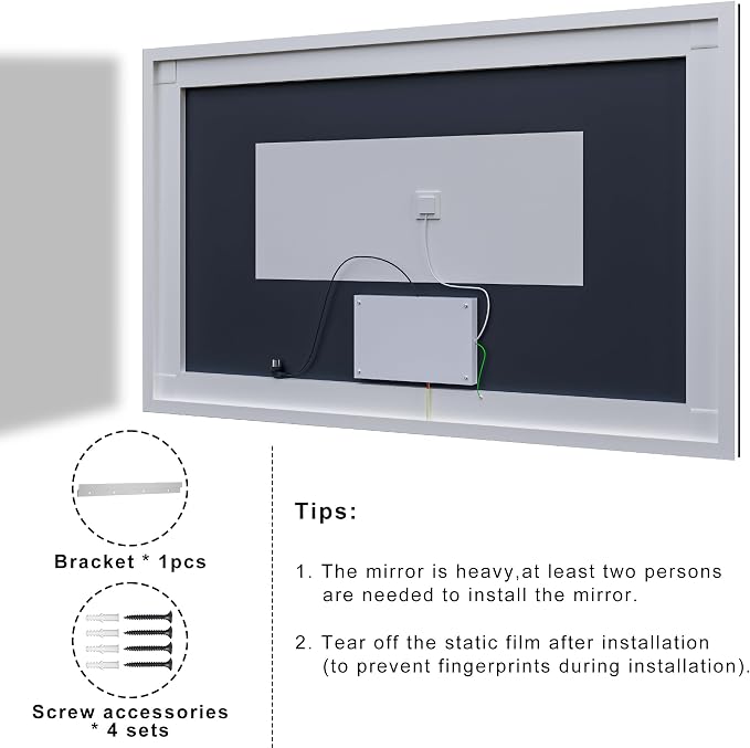 Lighted Mirrors for Bathroom Wall Backlit + Front Lit, Rectangular LED Bathroom Mirror Frameless with Lights Anti Fog, Dimmable, 3 Colors,Tempered Glass, Shatter-Proof (Color 1, 40‘’x30'')