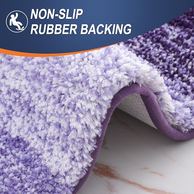 OLANLY Bathroom Runner Rug 44x20, Extra Soft Absorbent Microfiber Bath Rugs | Violet, Non-Slip Quick-Drying Rubber Backing, Washable Long Bath Mat for Floor, Tub and Shower, Home Decor