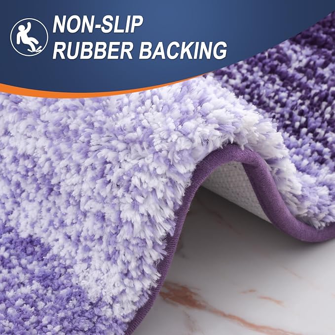 OLANLY Small Bathroom Rugs 28x18, Extra Soft Absorbent Microfiber Bath Rugs | Violet, Non-Slip Quick-Drying Rubber Backing, Washable Plush Bath Mat for Floor, Tub and Shower, Home Decor Accessories
