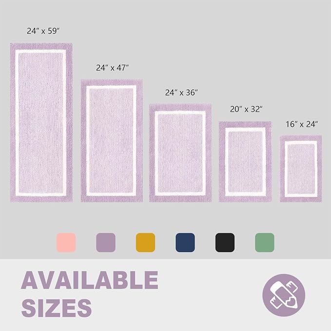 CozeCube Lavender Bath Runner 59"x24" Non Slip Washable Rug | For Bathroom Non Slip, Fluffy Absorbent Microfiber Bath Mats Machine Wash, Stylish Long Aesthetic Bathroom Rugs