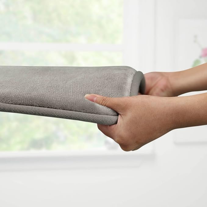 Memory Foam Bath Mat Non Slip Absorbent Super Cozy Velvet Bathroom Rug Carpet (20 inches X 32 inches, Grey)