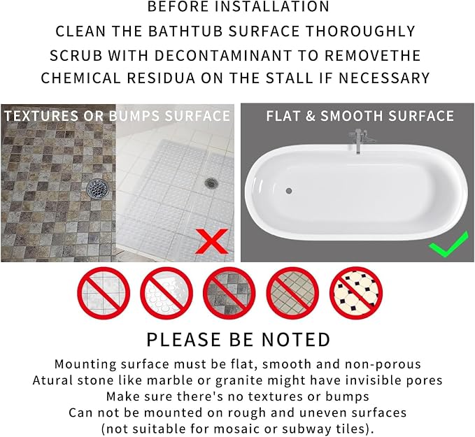 Yimobra Non Slip Bathtub Mat 40 x 16 Inch, Extra Long Shower Mat with Drain Holes, Machine Washable Baby Bath Mats, Strong Suction Cups for Bathroom Floor, Snow