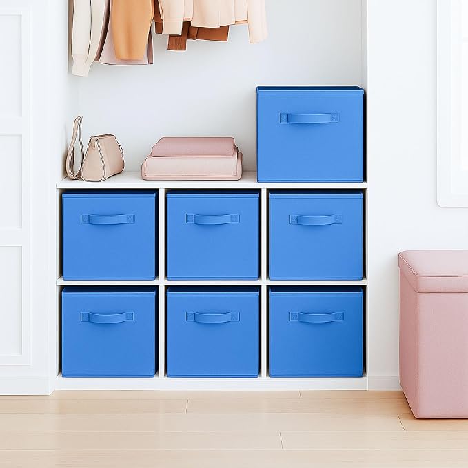 ShellKingdom Storage Bins, Foldable Fabric Storage Cubes And Cloth Storage | Storage Organizer For Closet And Toys, 10.5x10.5x11 INCH, 2 Pack (Royal Blue)