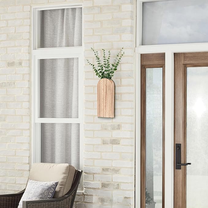 Handmade Wooden Wall Vases Set of 2 for Plants | Boho Rustic Farmhouse Decor for Indoor Artificial Plants and Flowers. Perfect for Living Room, Bedroom, Bathroom, or Patio