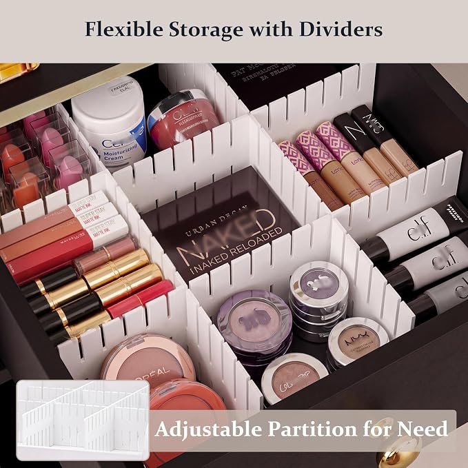 Makeup Organizer Cart, Rolling Floor Skincare Organizer and Storage with 2 Wooden Drawers, Cosmetics Display Cases Holder for Skin Care Perfume Hair Tools Nail Polish(Black&Glod)