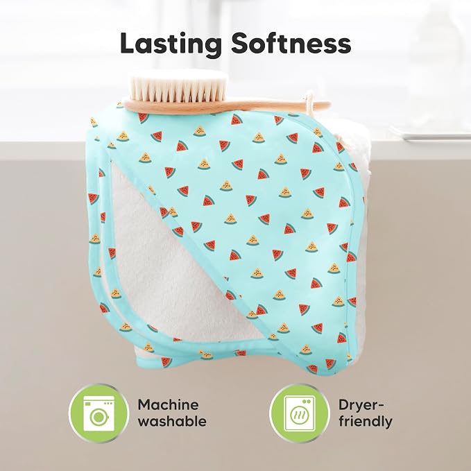 KeaBabies Hooded Baby Towel for Newborn, Baby Bath Towels(Melon Beat,35x35) | Viscose Derived from Bamboo, Large Baby Towels with Hood, Boys, Girls, Toddler, Soft Absorbent Baby Bath Essentials