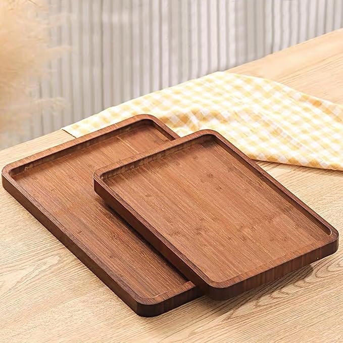 XZHXFX Bamboo Serving Tray, Brown, Large, | Food Tray for Breakfast,Coffee Table,Dinner & Bar, Decorative Tray for Kitchen, Bedroom