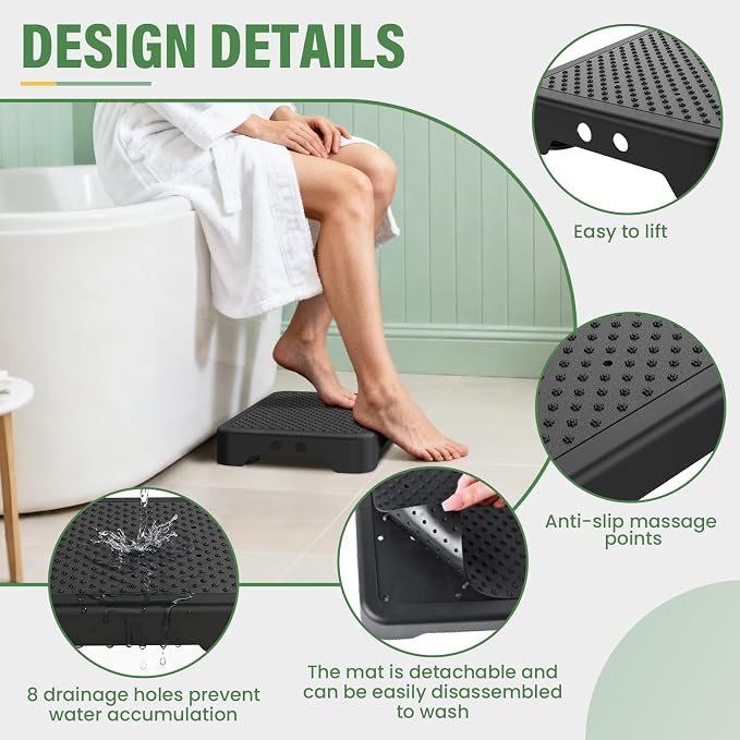 SOYO Mobility One Step Stool Platform for Adults & Elderly, Black-Black | Adjustable Small Step Riser for Seniors, Indoor Outdoor Non-Slip Standing Support Portable Low Step for Car, Bed, Bathroom