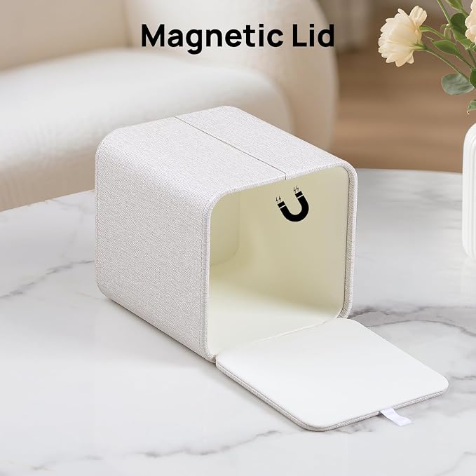 Square Tissue Box Cover PU Leather Tissue Box Holder Cube | Magnetic Closure, Soft Velvet Lining, Decorative Modern Design, For Bathroom