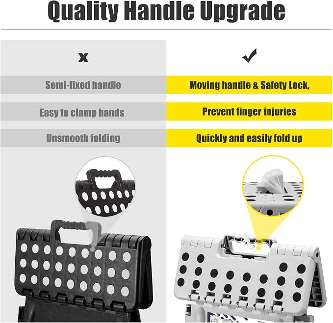 Delxo 17.5 Inch Folding Step Stool,Foldable Step Stool for Adults Grey | Step Stool with Safety Lock,Portable Collapsible Step Stool,Non-slip Folding Stools for Kitchen Bathroom Bedroom Garden 1PC