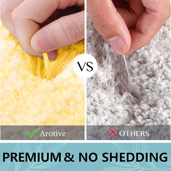Arotive Microfiber Bathroom Rugs, Shaggy Soft Absorbent Bath Rug, 47x24 | Yellow, Rubber Backing Thick Plush Machine Washable Dry Bath Mats for Bathroom, Tub and Shower, Rectangular