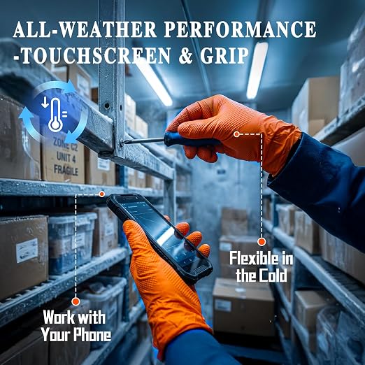 10 Mil Heavy Duty Mechanic Nitrile Gloves, Large Orange 100 Count | Diamond Grip,Latex Free,Chemical Resistant Disposable Thick Rubber Gloves for Auto Repair, Industrial, Food, Work ,BBQ,Men