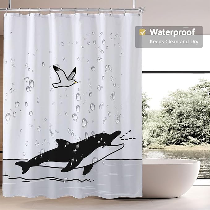 LLSCL Fabric Shower Curtain Liner with Magnets, Waterproof Hotel Quality, 72 x 72 Machine Washable
