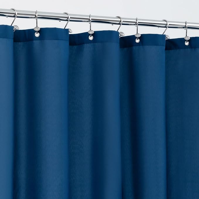 ALYVIA SPRING Stall Waterproof Fabric Shower Curtain or Liner Navy, 36x72 | 2 Magnets, Soft Cloth & Hotel Quality, Machine Washable, Light-Weight, Stall Size