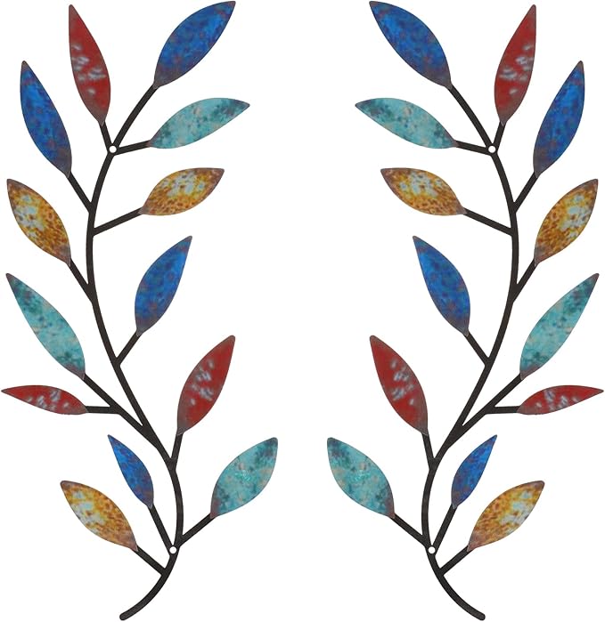 Zhengmy 2 Pcs Metal Leaf Wall Art Vine Branch Decor,Elegant Color