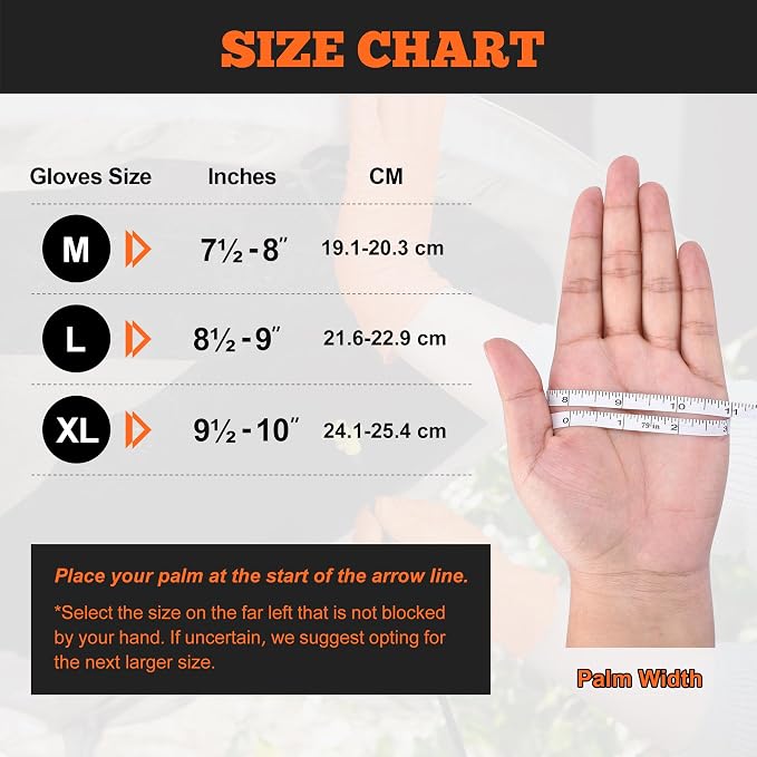 Heavy Duty Orange Nitrile Gloves, 6 Mil, Raised Diamond Texture, Mechanic Disposable Gloves, Latex Free Powder Free
