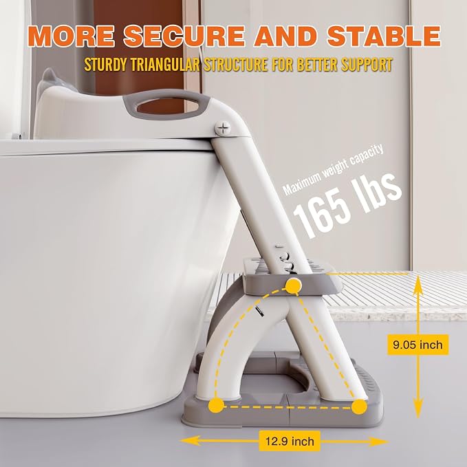 Potty Training Toilet for Toddlers, 2-in-1 Potty Training seat, Anti-Slip | SKYROKU, Fits Round & Elongated Toilets, 6 Heights, Splash Guard, Foldable, Holds 200+ lbs, Step Stool, Dishwasher Cushion
