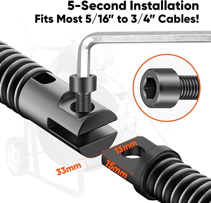 4-Piece Drain Snake Attachment for 5/16" to 3/4" Cables Heavy-Duty Manganese Steel Cutters for Roots Grease and Stubborn Clogs Includes 4 heads Storage Case and Metal Ring