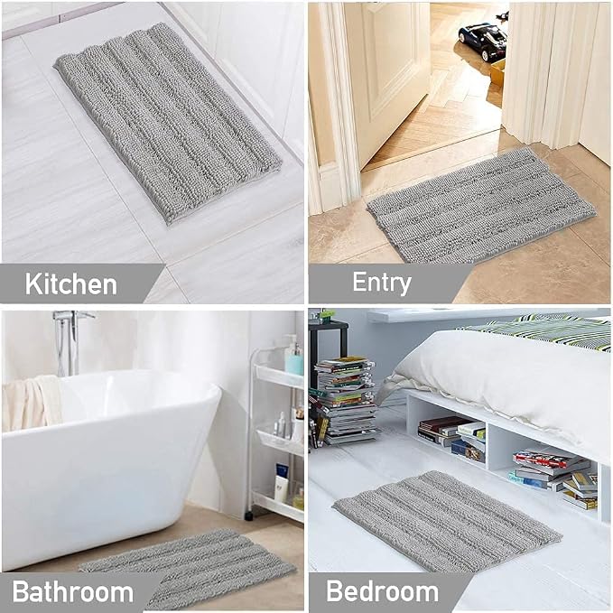 Turquoize Chenille Bath Rugs Shaggy Bathroom Rugs Non Slip Bath Mat for Bathroom 20 x 32 Dove Bath Rug Extra Soft and Absorbent Area Rug, 20"x 32", Dove