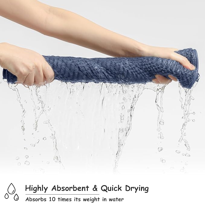 18 Pcs Purple Blue Family Towels Set-6 Bath Sheets,6 Hand Towels,6 Washcloths Soft Polyester Towels Absorbent Shower Towel Quick Dry Beach Chair Towel Lint Less Towels Set for Bathroom Spa Gym Hotel