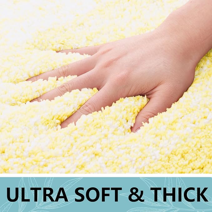 Arotive Microfiber Bathroom Rugs, Shaggy Soft Absorbent Bath Rug, 44x24 | LightYellow, Rubber Backing Thick Plush Machine Washable Dry Bath Mats for Bathroom, Tub and Shower, Rectangular