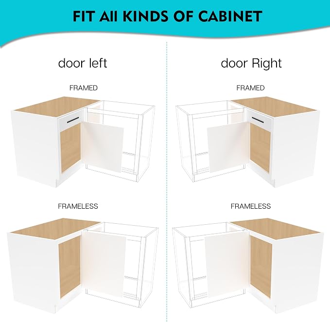 Blind Corner Cabinet Pull Out 2 Tier, Left & Right Blind Corner Cabinet Organizer for 18" W, Cabinet Pull Out 4 Shelves, Chrome, Slide Out Drawers for Kitchen or Bathroom Cabinets