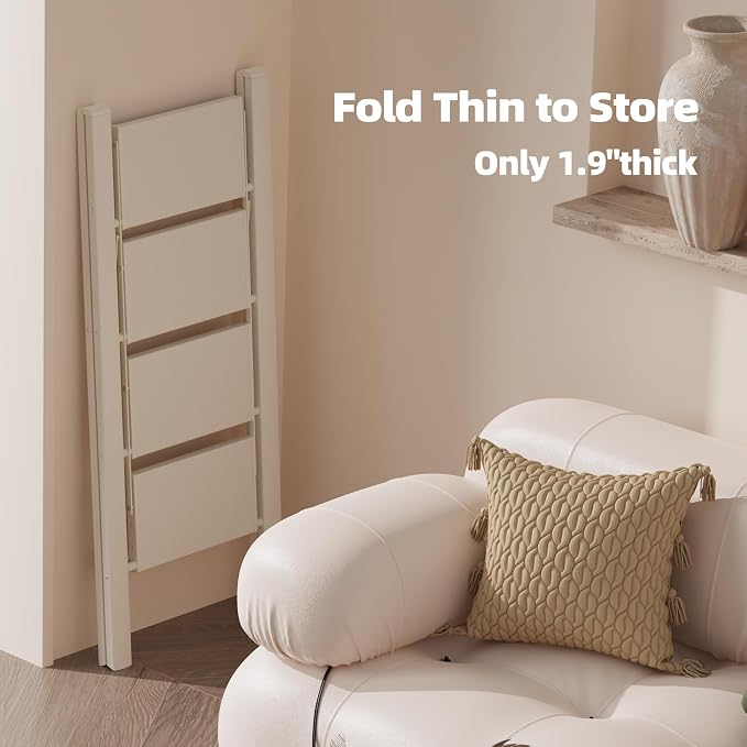 HillhutApex Aluminum Step Stool Foldable,4 Step Ladder (White) | Lightweight Portable step ladder with Anti-Slip Wide Pedal,330lbs Capacity Ladder for Household,Office,Kitchen
